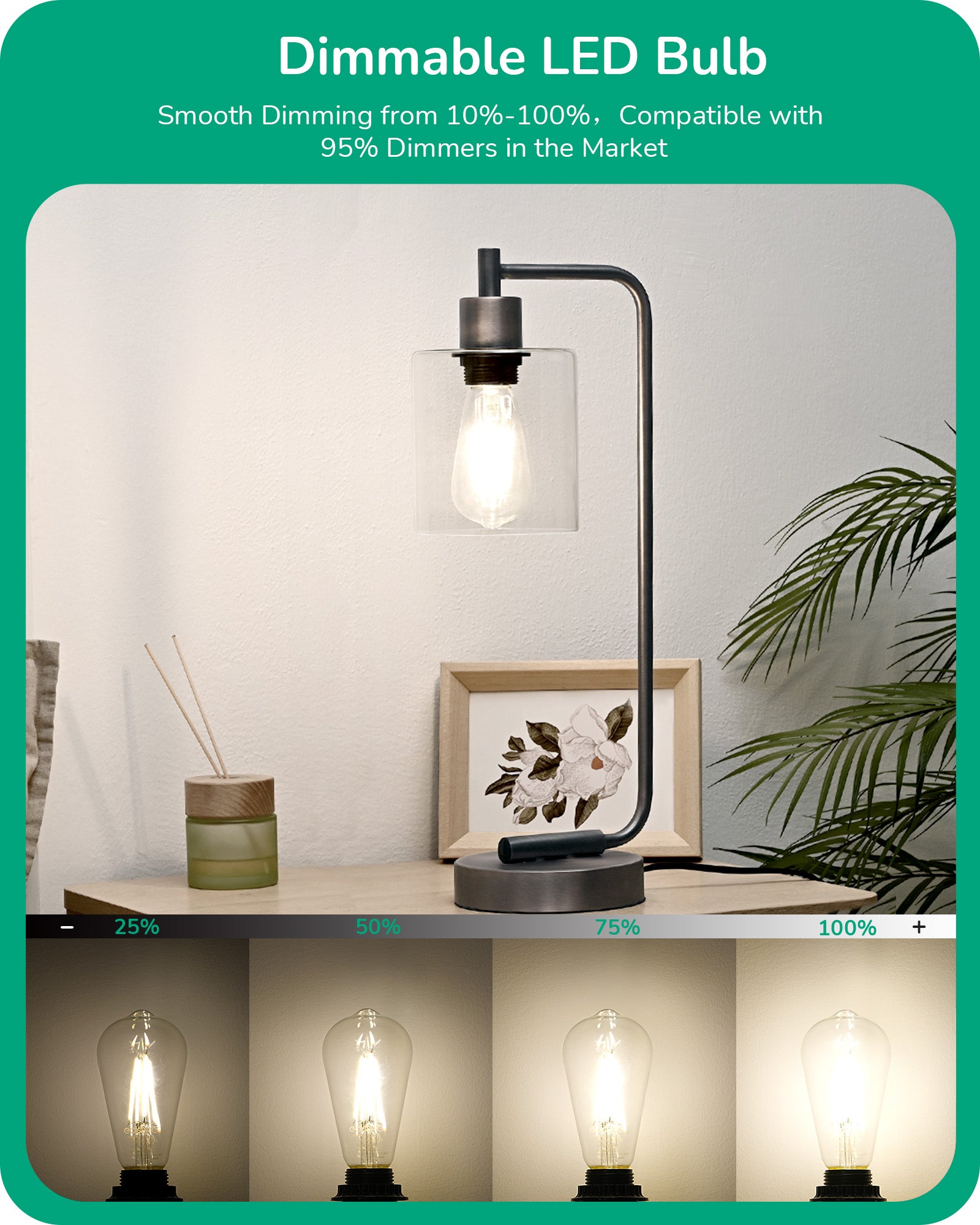 EDISHINE 8W 4000K 700LM Cool White Light ST64 Dimmable Led Light Bulb, 6 Pack-HDST64D-B2B