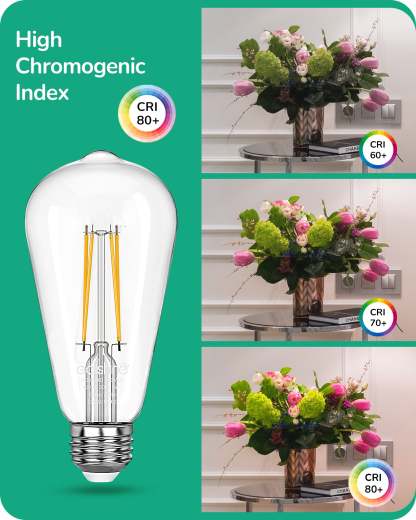 EDISHINE 8W 4000K 700LM Cool White Light ST64 Dimmable Led Light Bulb, 6 Pack-HDST64D-B2B