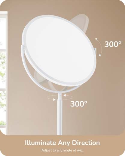 EDISHINE 76" Tall Floor Lamp, 28W 2500LM, 300° Flexible Head, 2700K-6500K Dimmable, White-HFLAA1A