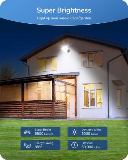 EDISHINE Outdoor Flood Lights IP65 6800LM 46W 5000K (2 Pack)-HFLB06D-B2B