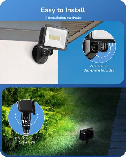 EDISHINE Outdoor Flood Lights IP65 6800LM 46W 5000K (2 Pack)-HFLB06D-B2B