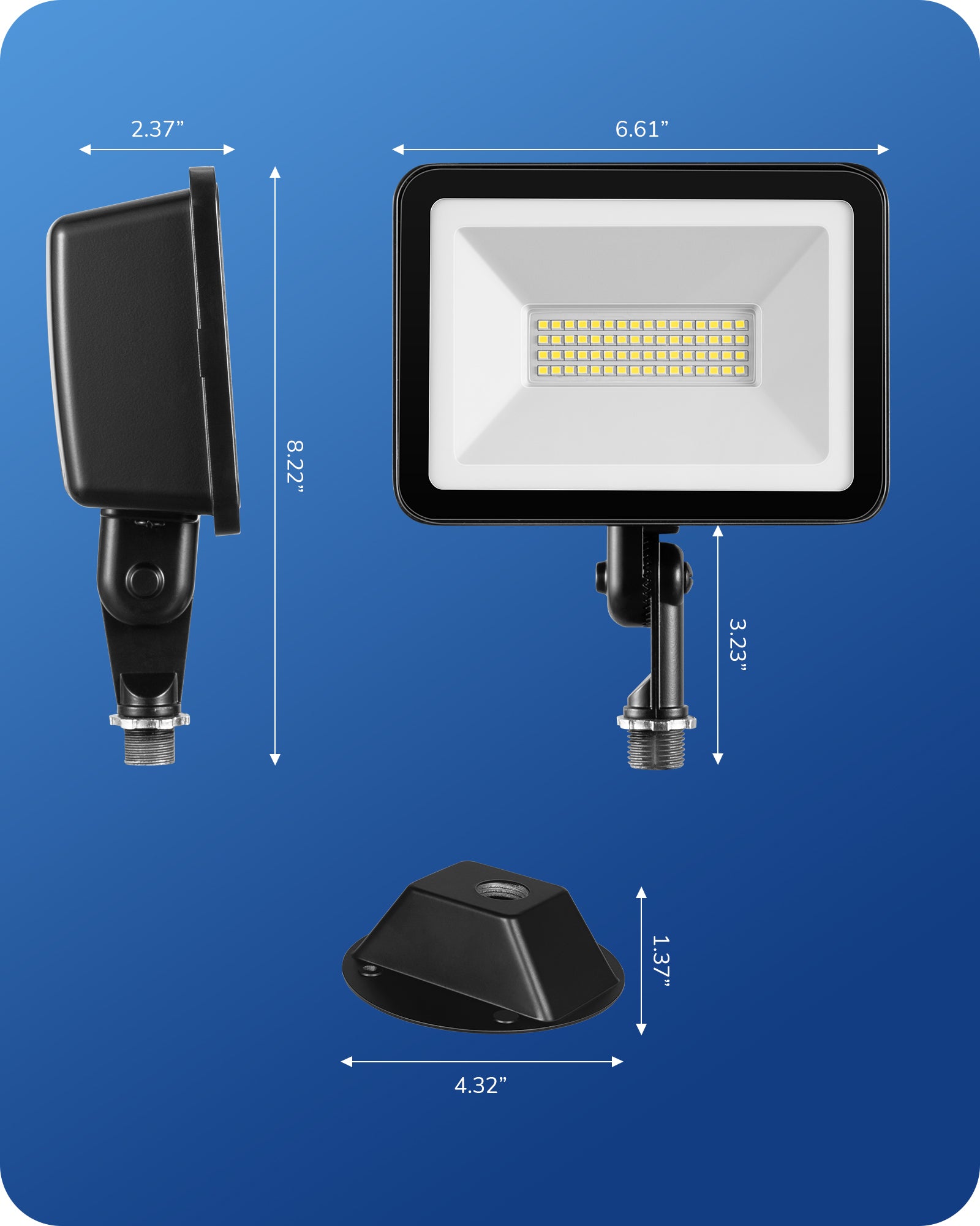 EDISHINE Outdoor Flood Lights IP65 6800LM 46W 5000K (2 Pack)-HFLB06D-B2B