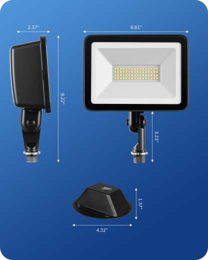 EDISHINE Outdoor Flood Lights IP65 6800LM 46W 5000K (2 Pack)-HFLB06D-B2B
