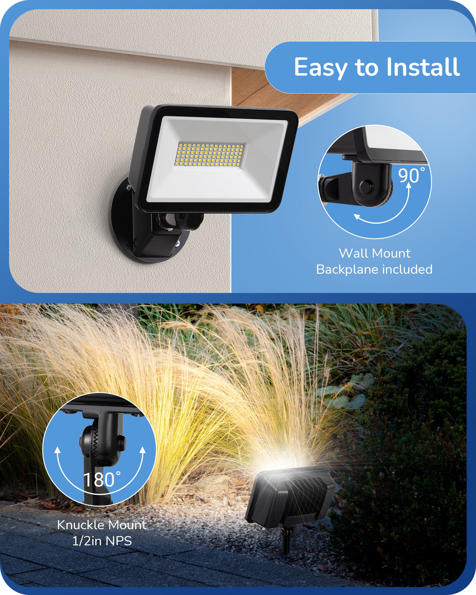EDISHINE 73W Flood Light 10000LM 5000K IP65-HFLB07A