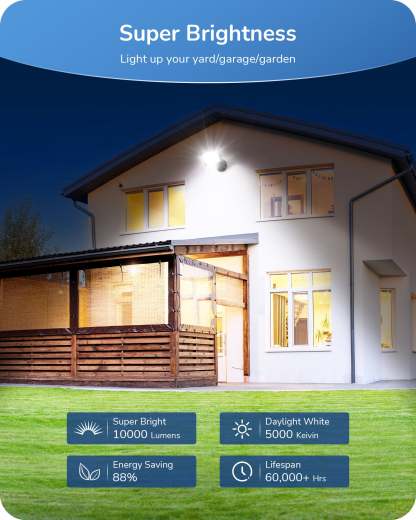 EDISHINE IP65 10000LM 73W 5000K LED Outdoor Flood Light (2 Pack)-HFLB07D-B2B