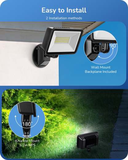 EDISHINE IP65 10000LM 73W 5000K LED Outdoor Flood Light (2 Pack)-HFLB07D-B2B