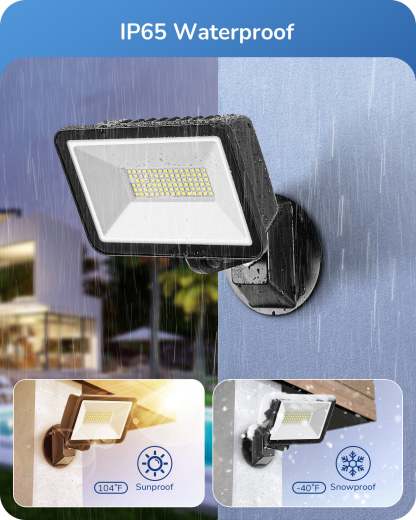 EDISHINE IP65 10000LM 73W 5000K LED Outdoor Flood Light (2 Pack)-HFLB07D-B2B