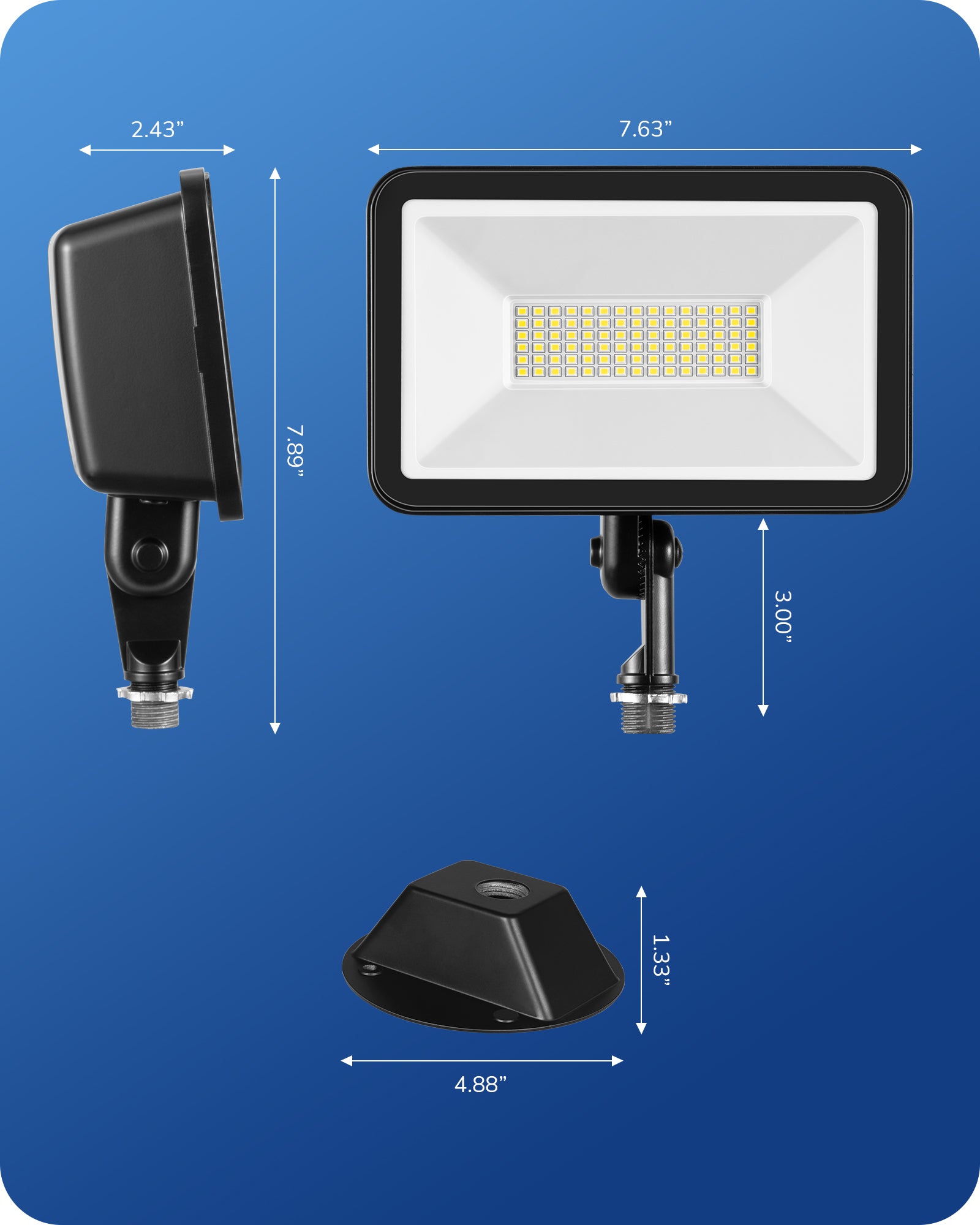 EDISHINE IP65 10000LM 73W 5000K LED Outdoor Flood Light (2 Pack)-HFLB07D-B2B