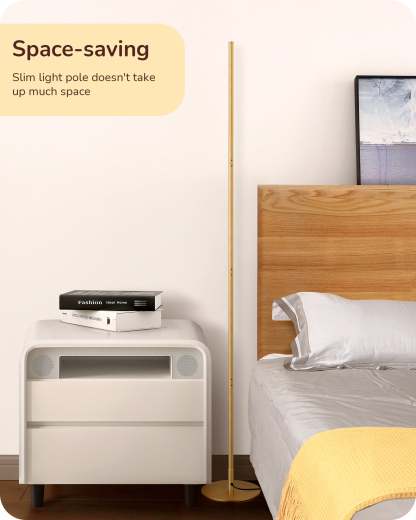 EDISHINE Modern Slim Dimmable LED Corner Floor Lamp, Gold-HFLCB1A
