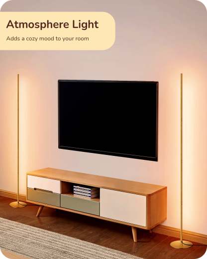 EDISHINE Modern Slim Dimmable LED Corner Floor Lamp, Gold-HFLCB1A