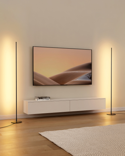 EDISHINE 2 Pack Minimalist Dimmable LED Corner Floor Lamp, Black-ZHFLCB1B2