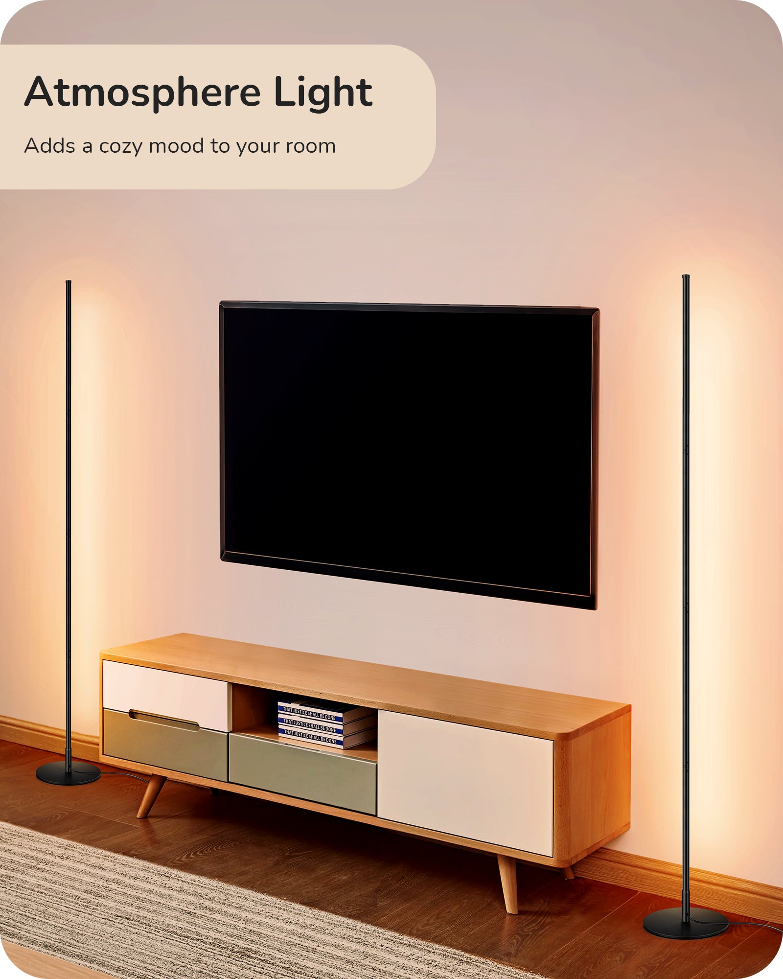 EDISHINE 2 Pack Minimalist Dimmable LED Corner Floor Lamp, Black-ZHFLCB1B2