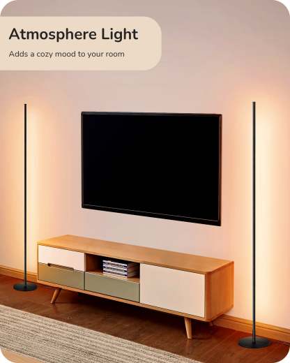 EDISHINE 2 Pack Minimalist Dimmable LED Corner Floor Lamp, Black-ZHFLCB1B2