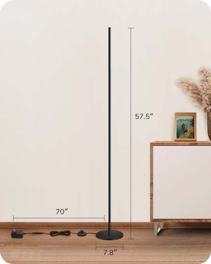 EDISHINE 2 Pack Minimalist Dimmable LED Corner Floor Lamp, Black-ZHFLCB1B2