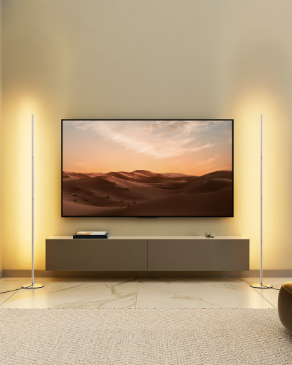 EDISHINE 2 Pack LED Corner Floor Lamp, Dimmable, 57.5" Adjustable Height, 3000K Warm White Light-ZHFLCB1C2