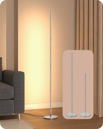 EDISHINE LED Corner Floor Lamp, Dimmable, 57.5" Adjustable Height, 3000K Warm White Light-HFLCB1C-B2B