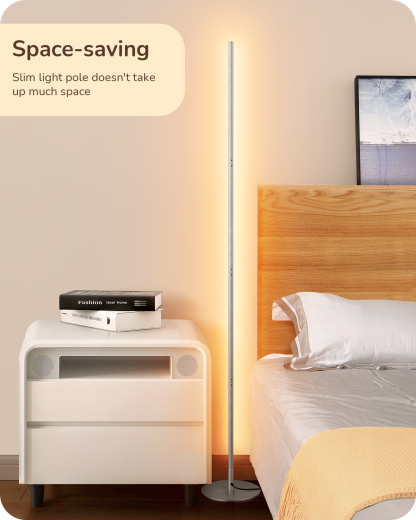EDISHINE LED Corner Floor Lamp, Dimmable, 57.5" Adjustable Height, 3000K Warm White Light-HFLCB1C-B2B