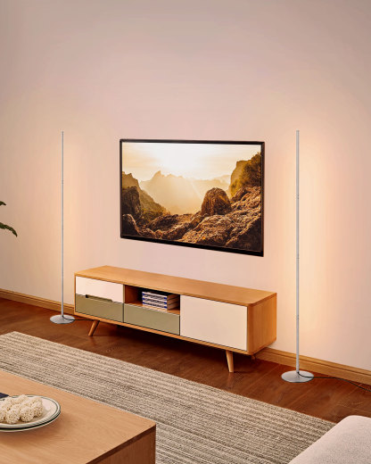 EDISHINE 2 Pack LED Corner Floor Lamp, Dimmable, 57.5" Adjustable Height, 3000K Warm White Light-ZHFLCB1C2