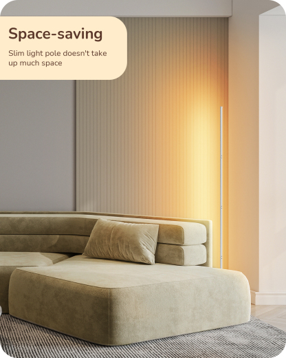 EDISHINE LED Corner Floor Lamp, 57.5", Dimmable, Adjustable Height, 3000K Warm White Light, White-HFLCB1D