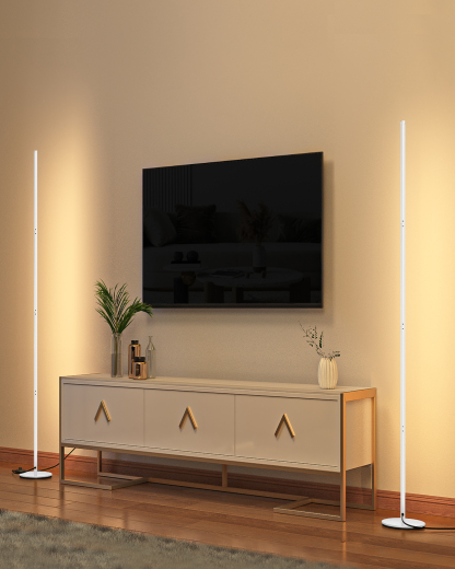 EDISHINE 2 Pack 57.5" Dimmable LED Corner Floor Lamp, White, 1 Pack-ZHFLCB1D2