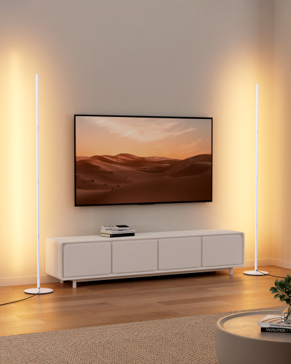 EDISHINE 2 Pack 57.5" Dimmable LED Corner Floor Lamp, White, 1 Pack-ZHFLCB1D2