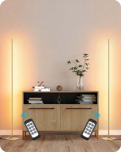 EDISHINE 2 Pack Dimmable LED Corner Modern Floor Lamps with Remote-HFLCB2A-B2B