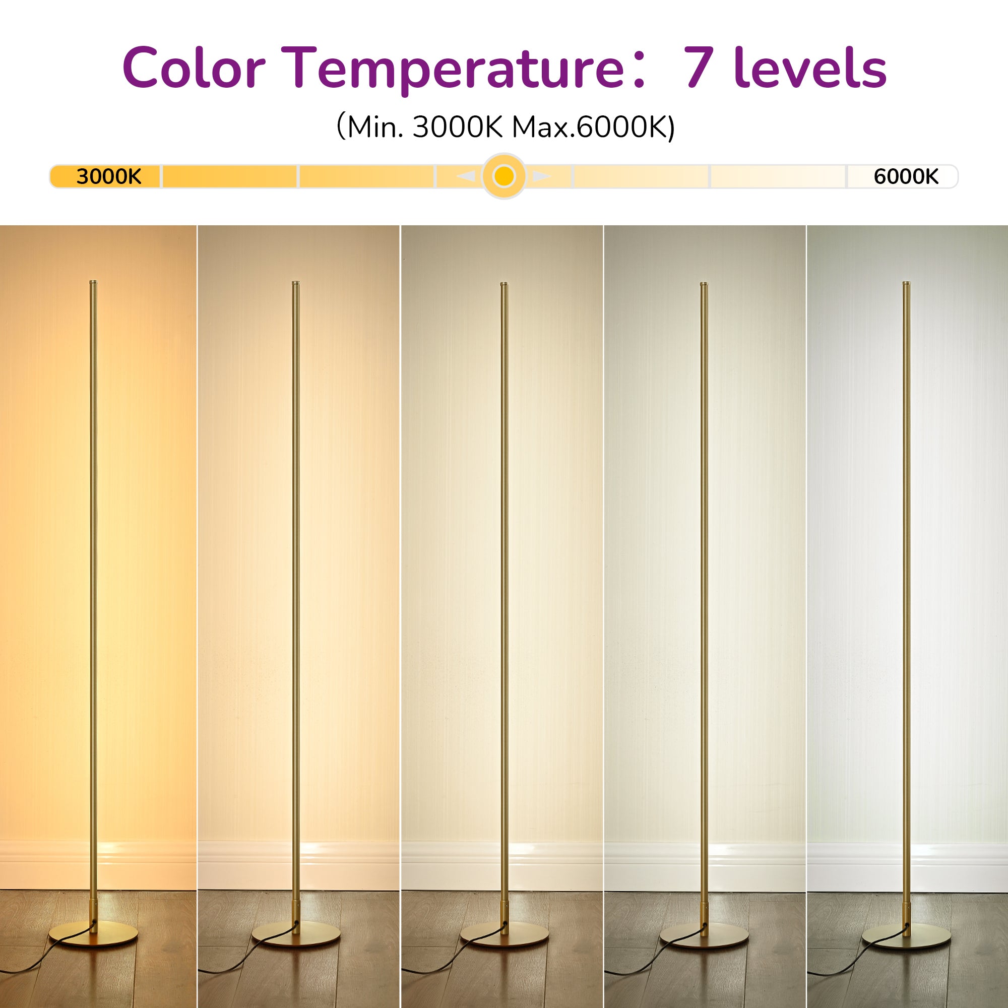 EDISHINE 2 Pack Dimmable LED Corner Modern Floor Lamps with Remote-HFLCB2A-B2B