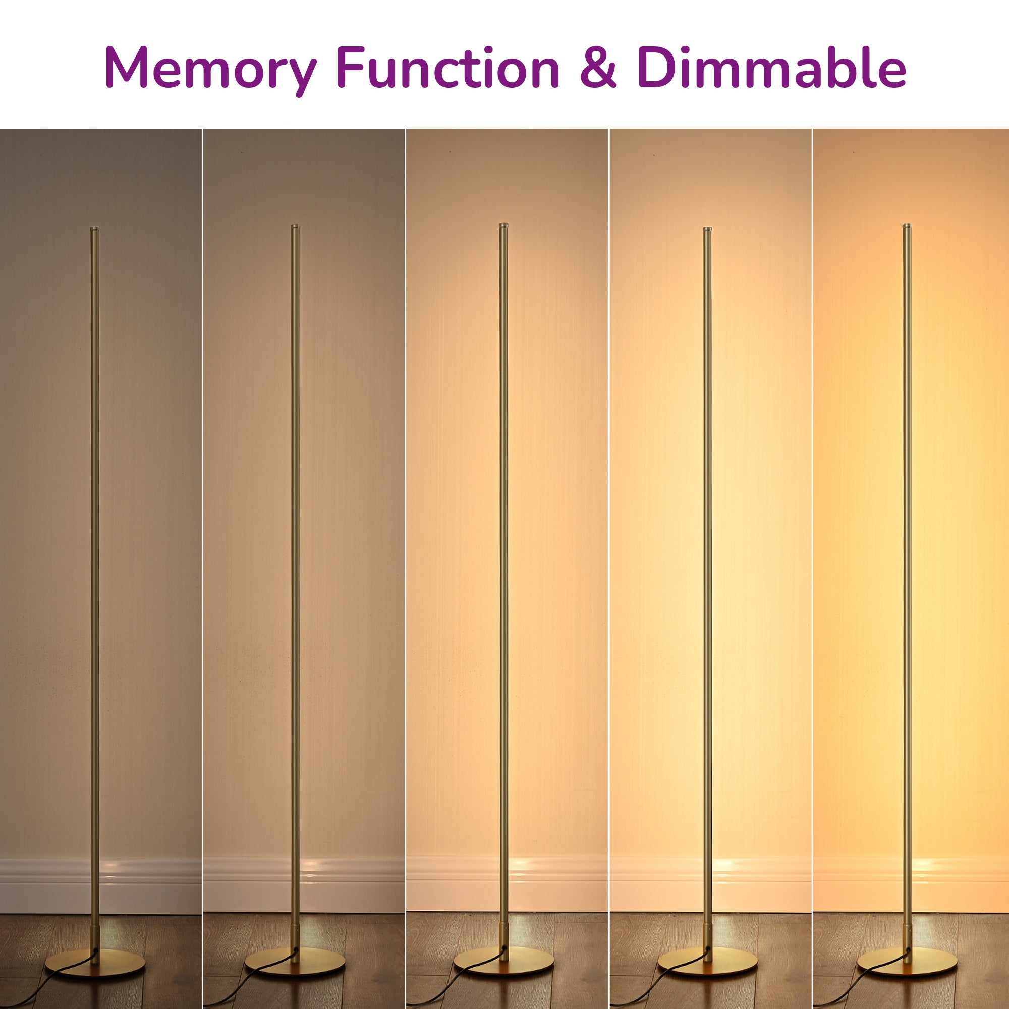 EDISHINE 2 Pack Dimmable LED Corner Modern Floor Lamps with Remote-HFLCB2A-B2B