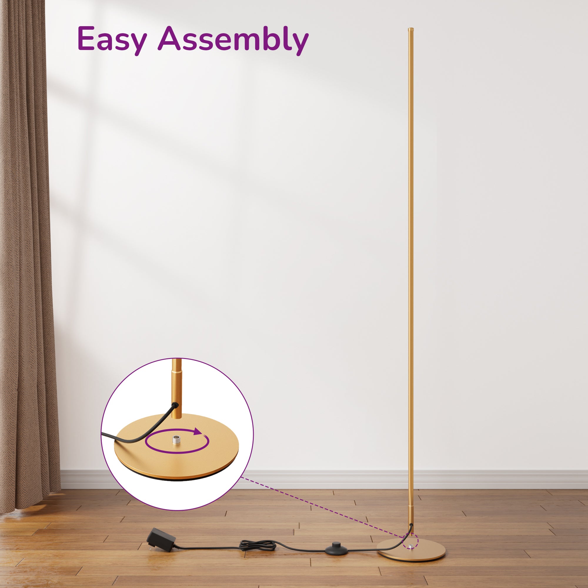 EDISHINE 2 Pack Dimmable LED Corner Modern Floor Lamps with Remote-HFLCB2A-B2B