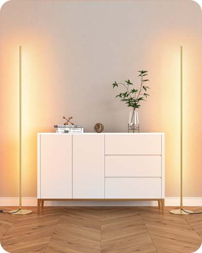 EDISHINE 2 Pack Dimmable LED Corner Modern Floor Lamps with Remote-HFLCB2A-B2B