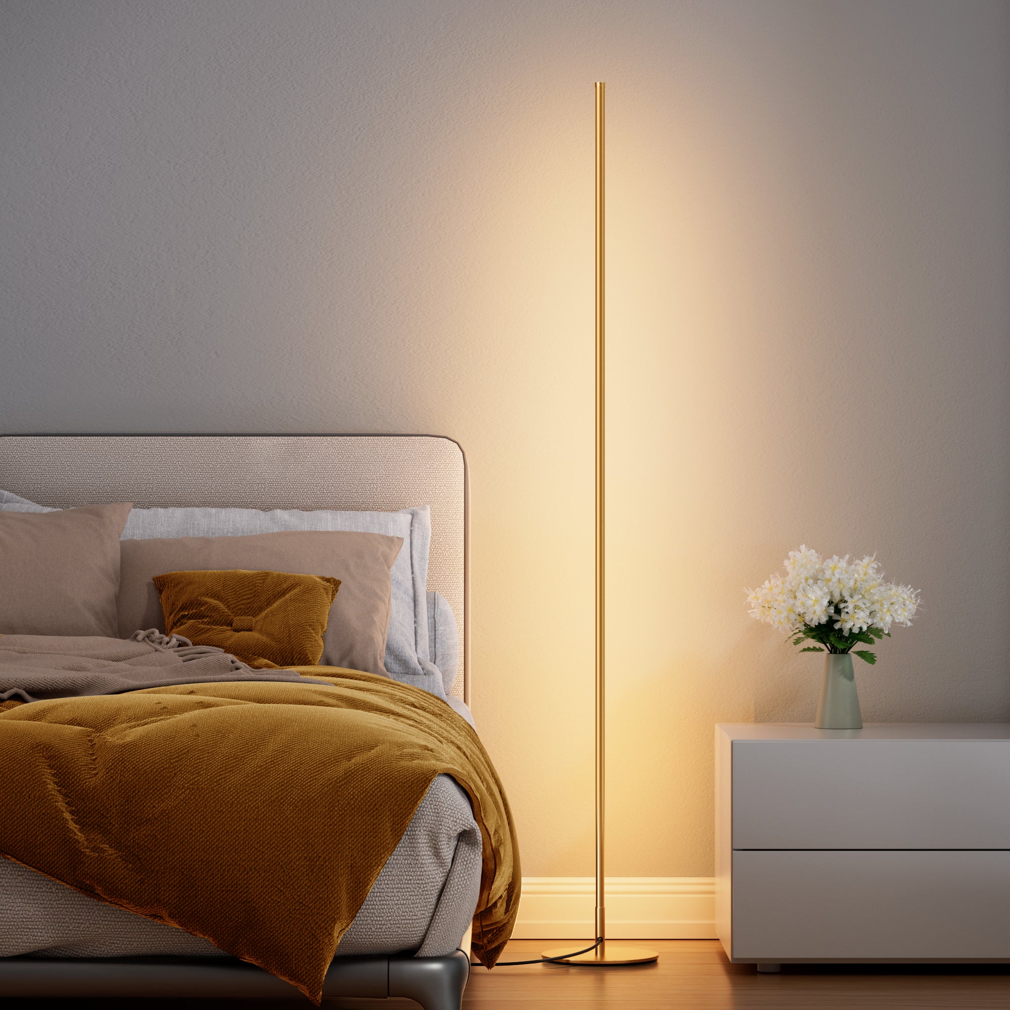 EDISHINE 2 Pack Dimmable LED Corner Modern Floor Lamps with Remote-HFLCB2A-B2B