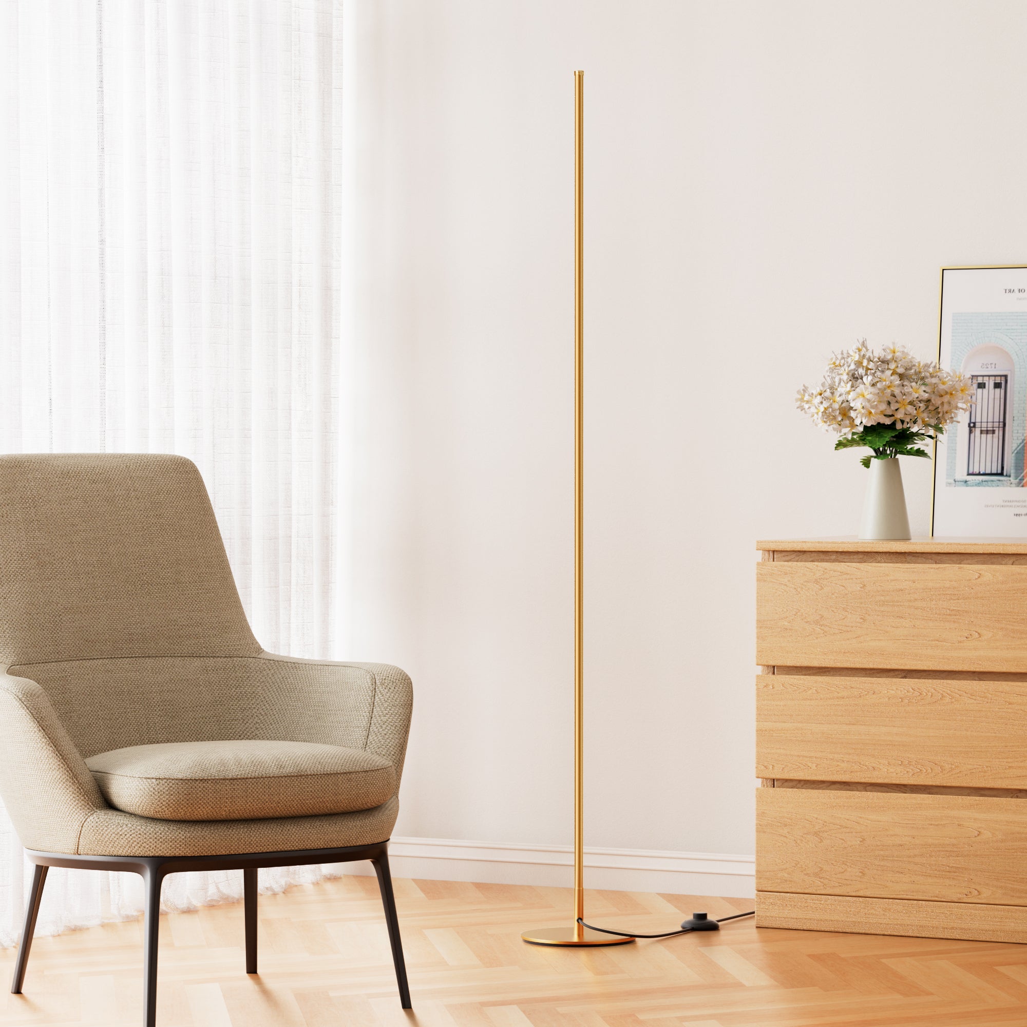 EDISHINE 2 Pack Dimmable LED Corner Modern Floor Lamps with Remote-HFLCB2A-B2B