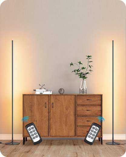 EDISHINE LED Corner Modern Floor Lamp with Remote Set of 2-HFLCB2B-B2B