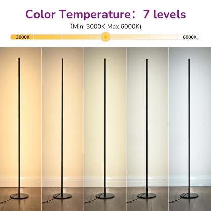 EDISHINE LED Corner Modern Floor Lamp with Remote Set of 2-HFLCB2B-B2B