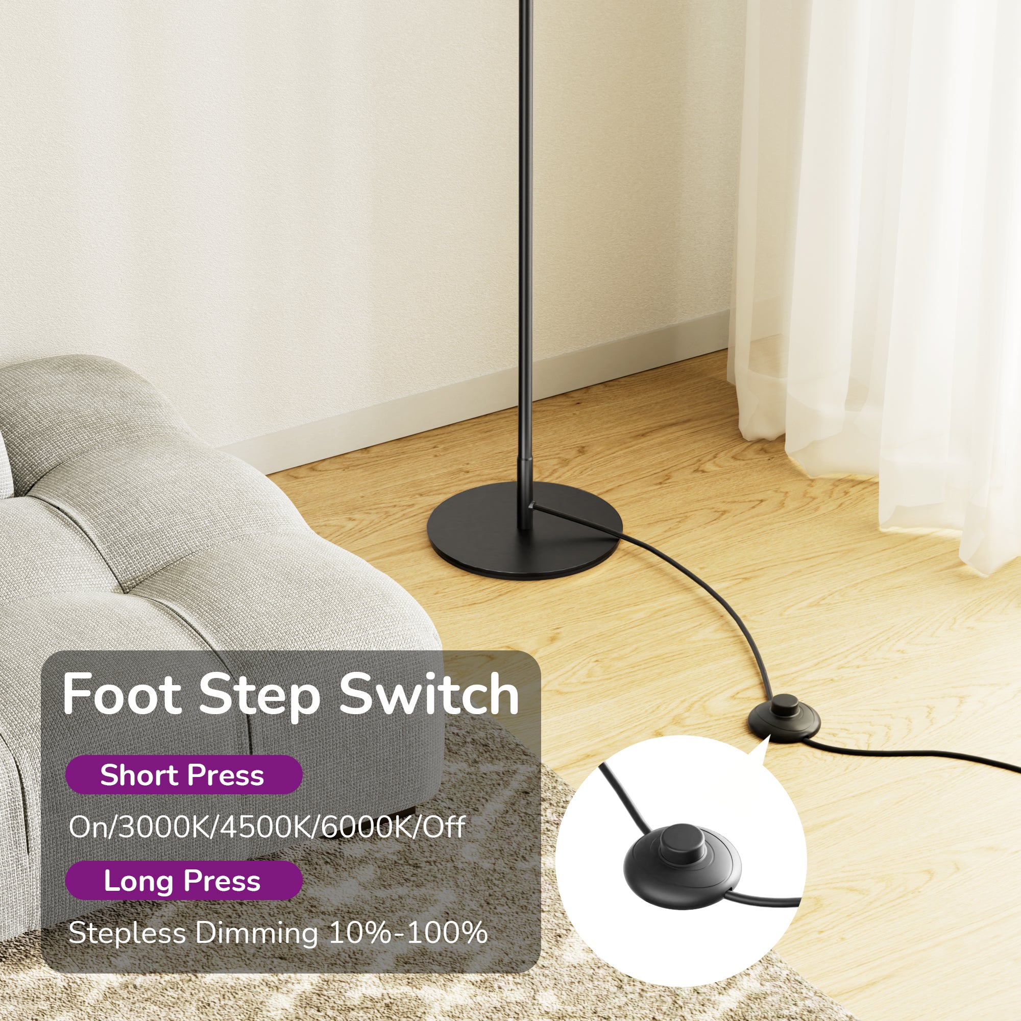 EDISHINE LED Corner Modern Floor Lamp with Remote Set of 2-HFLCB2B-B2B