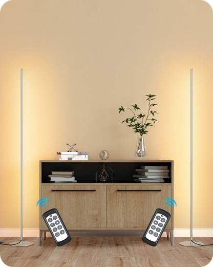 EDISHINE LED Corner Modern Floor Lamp with Remote Set of 2-HFLCB2C-B2B