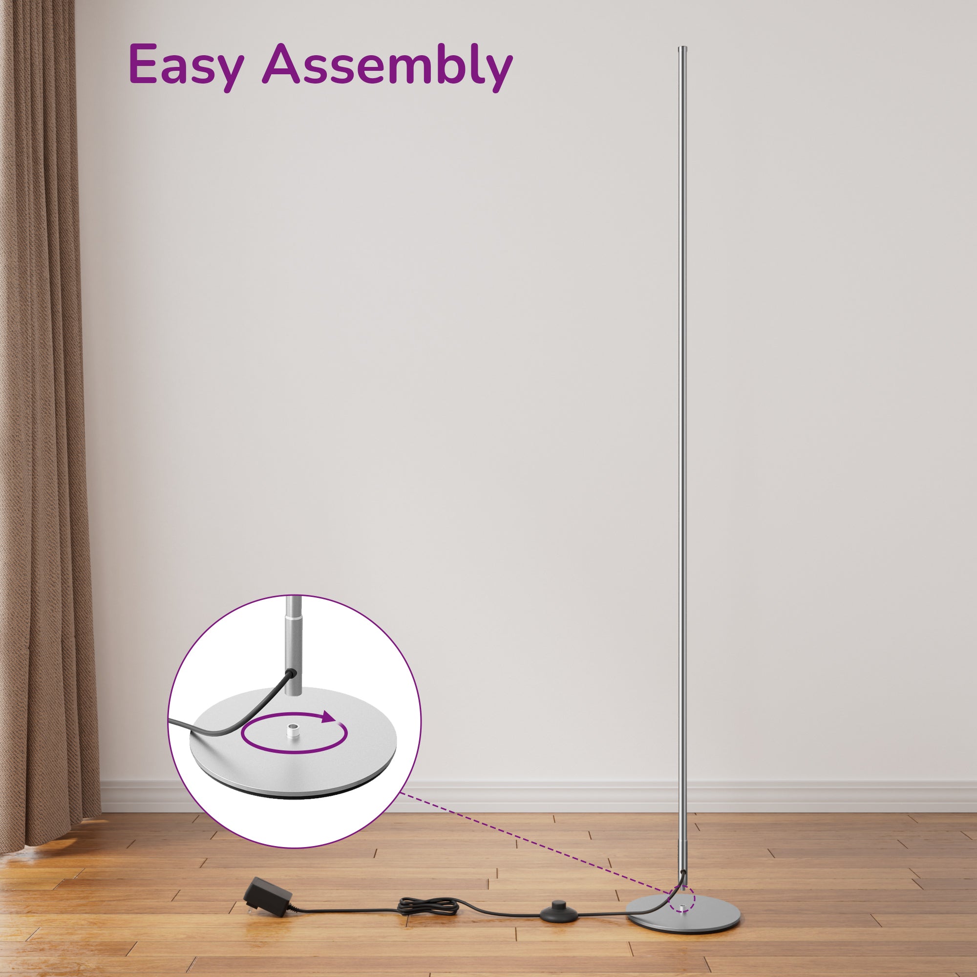 EDISHINE LED Corner Modern Floor Lamp with Remote Set of 2-HFLCB2C-B2B