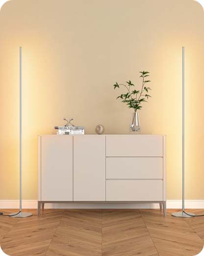 EDISHINE LED Corner Modern Floor Lamp with Remote Set of 2-HFLCB2C-B2B