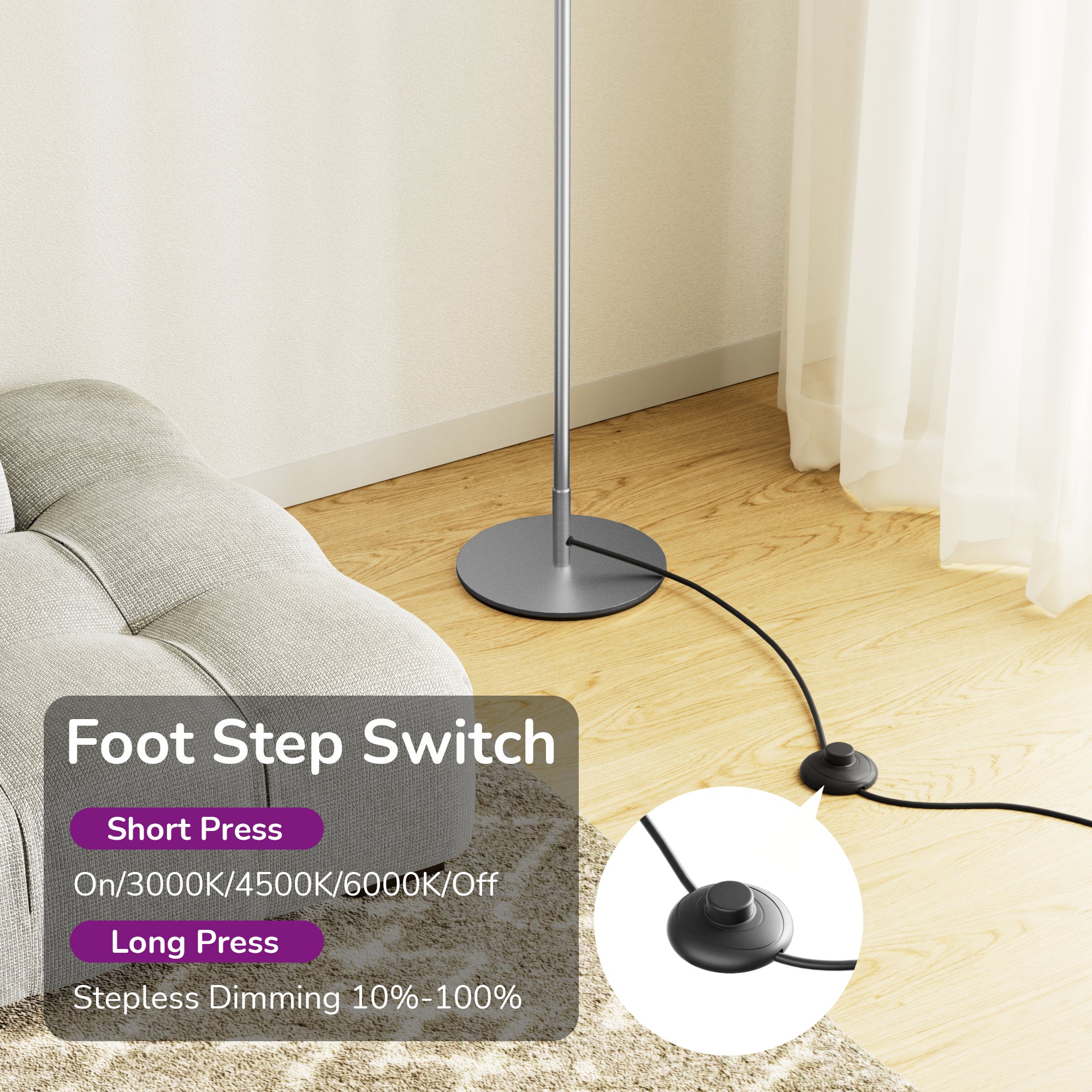 EDISHINE LED Corner Modern Floor Lamp with Remote Set of 2-HFLCB2C-B2B