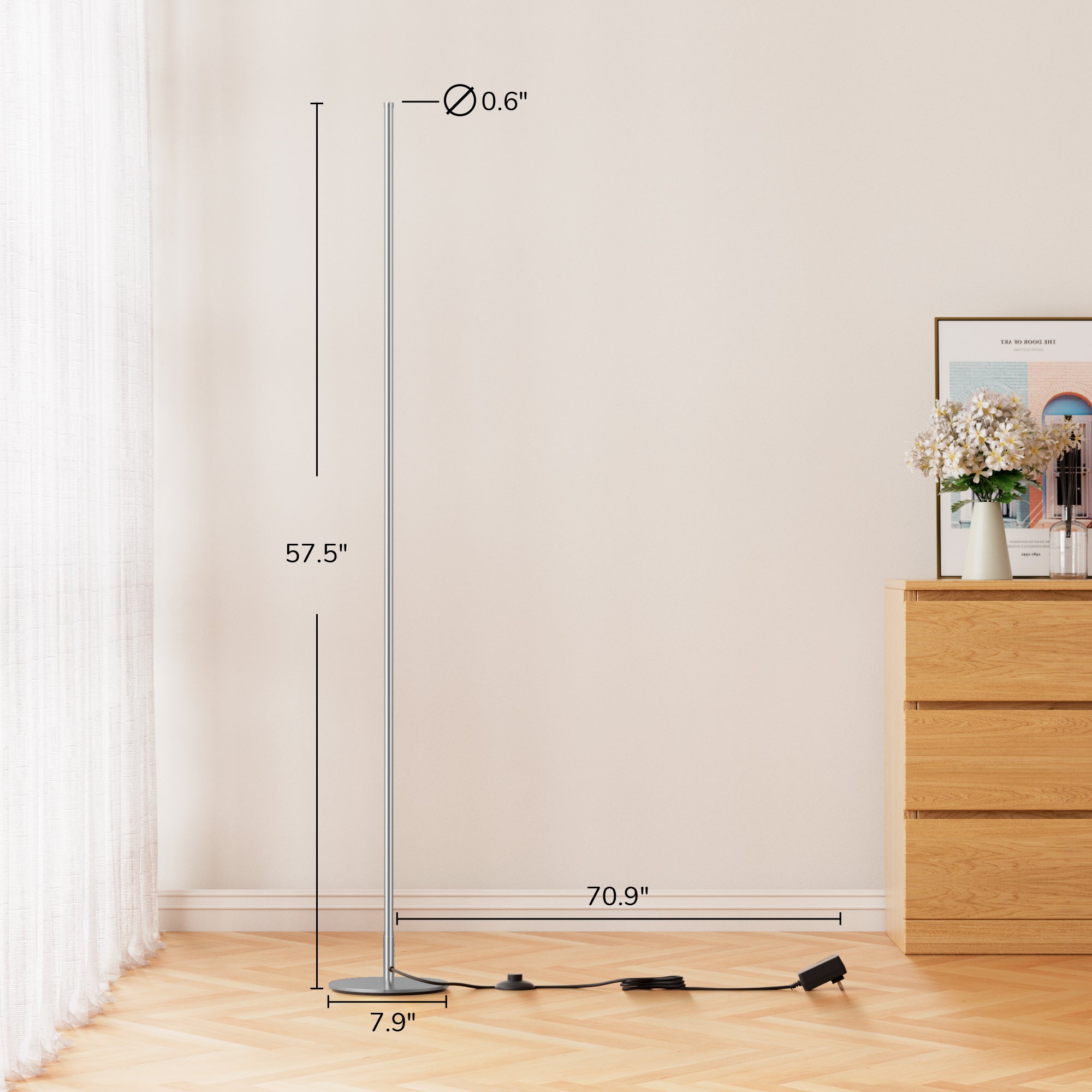 EDISHINE LED Corner Modern Floor Lamp with Remote Set of 2-HFLCB2C-B2B