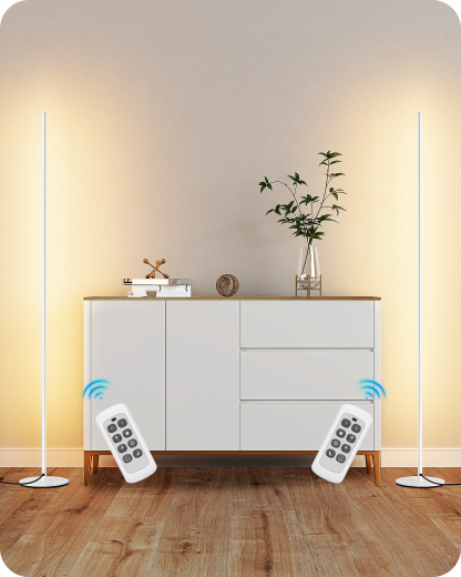 EDISHINE Set of 2 57.5" Dimmable LED Corner Floor Lamp with Remote-HFLCB2D