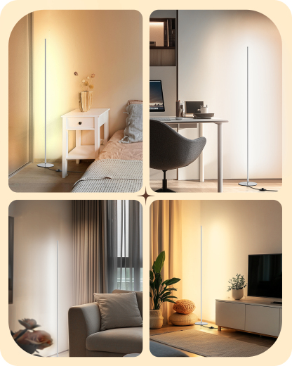EDISHINE Set of 2 57.5" Dimmable LED Corner Floor Lamp with Remote-HFLCB2D