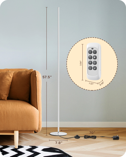 EDISHINE Set of 2 57.5" Dimmable LED Corner Floor Lamp with Remote-HFLCB2D
