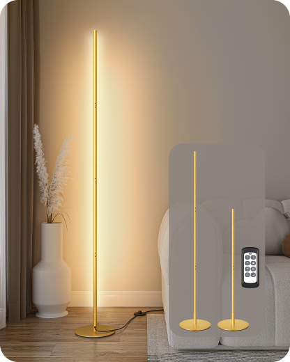 EDISHINE Dimmable LED Corner Floor Lamp with Remote, 7 Color Temperature 2700K-6000K, 57.5"-HFLCB2E
