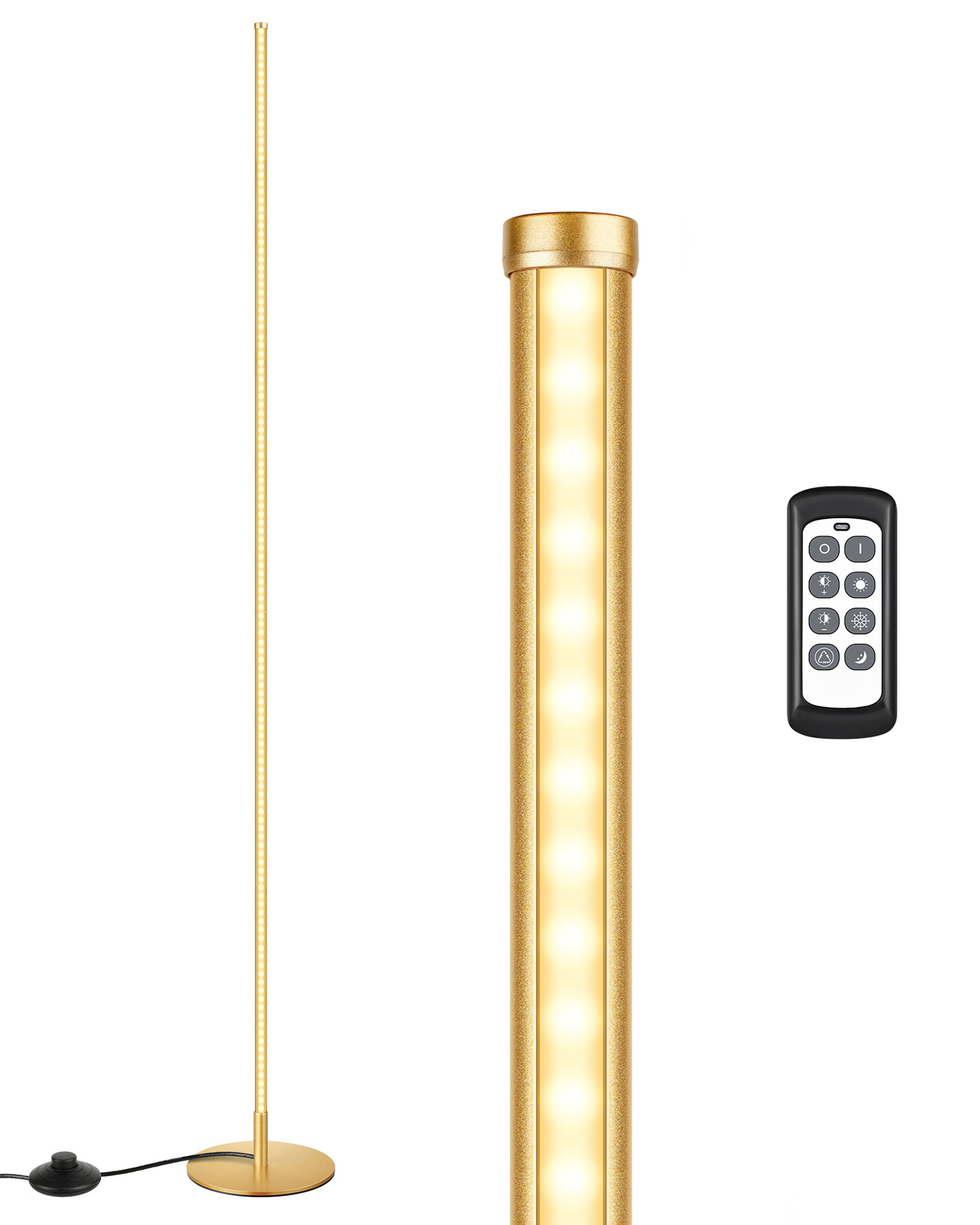 EDISHINE Dimmable LED Corner Floor Lamp with Remote, 7 Color Temperature 2700K-6000K, 57.5"-HFLCB2E