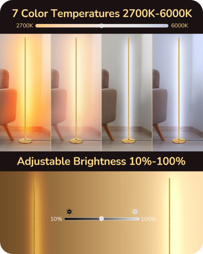 EDISHINE Set of 2 LED Dimmable Corner Floor Lamp with remote-HFLCB2J