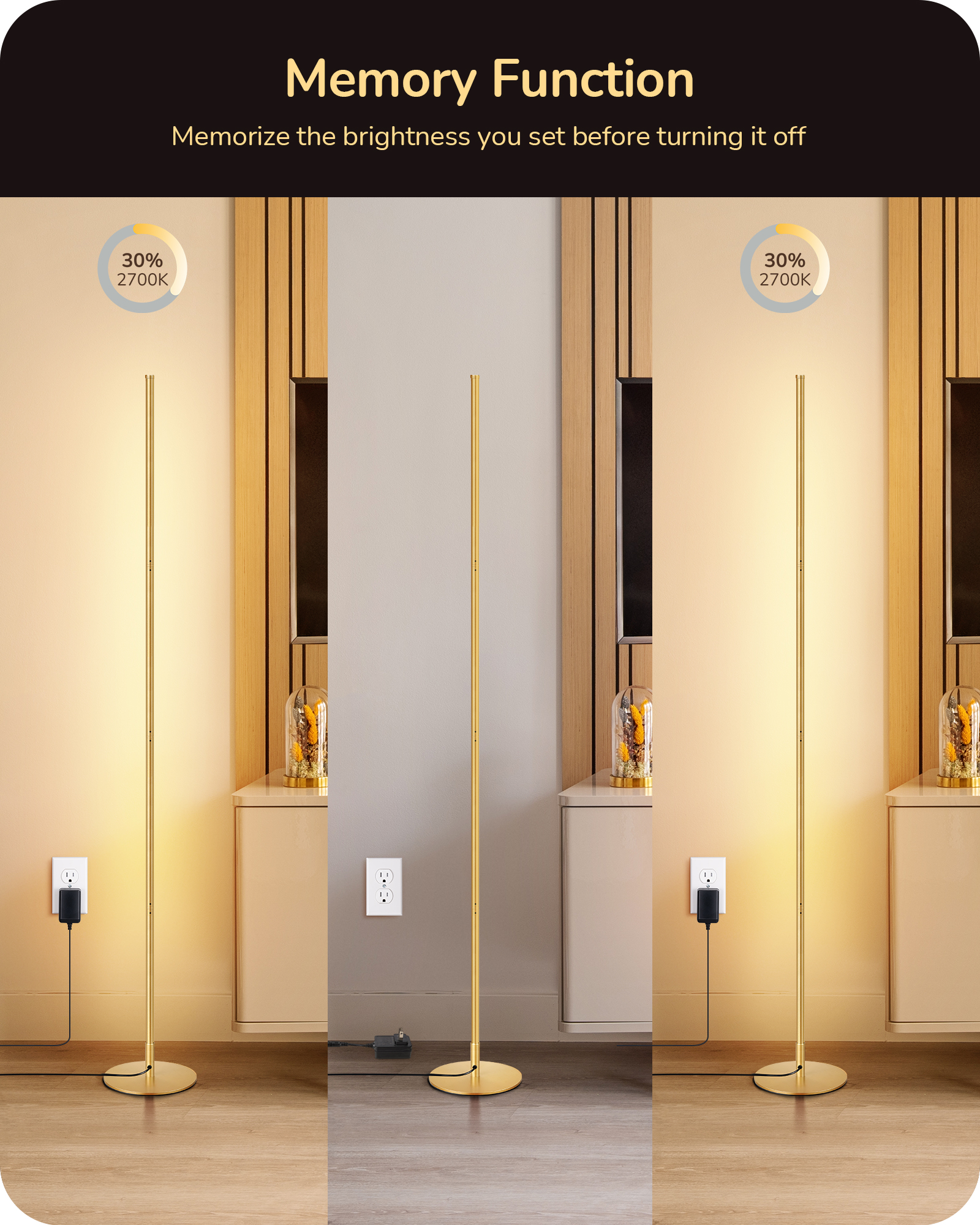 EDISHINE Set of 2 LED Dimmable Corner Floor Lamp with remote-HFLCB2J