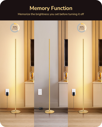 EDISHINE Set of 2 LED Dimmable Corner Floor Lamp with remote-HFLCB2J