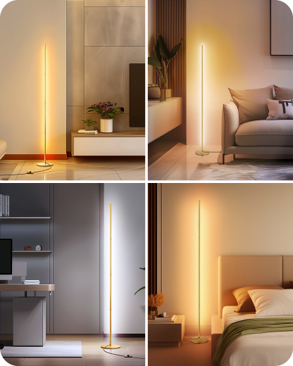 EDISHINE Set of 2 LED Dimmable Corner Floor Lamp with remote-HFLCB2J