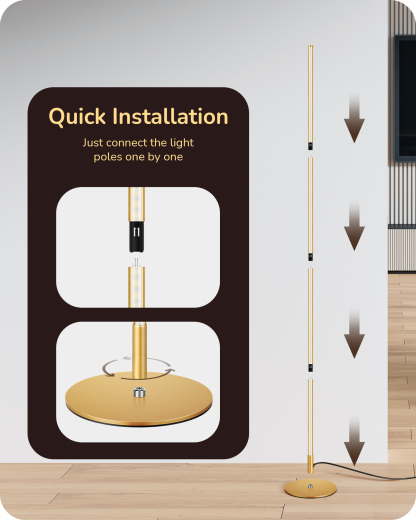 EDISHINE Dimmable LED Corner Floor Lamp with Remote, 7 Color Temperature 2700K-6000K, 57.5"-HFLCB2E